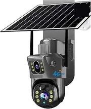 Dual Lens Solar 4G IP Camera 8MP 4K Surveillance Camera WiFi for Smart Home Night Vision with People Detection CCTV(4G CCTV 64G Card)