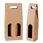 30pcs Kraft Paper Wine Box for Gift Packaging Portable Wine Bottle Storage Box