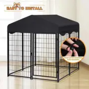 Outdoor Dog Playpen Large Cage Pet Metal Fence Kennel w/Waterproof Cover Roof
