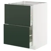 METOD / MAXIMERA base cb 2 fronts/2 high drawers, white/Havstorp deep green, 60x60x80 cm