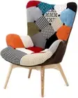 Recliner Chair Fabric Patchwork Colorful Relax Vintage Legs Wood Designs