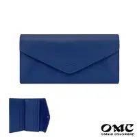 在飛比找博客來優惠-【OMC】16卡位信封式三折牛皮長夾- 藍色