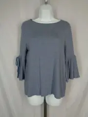 White House Black Market Blue Tie Sleeve Tee Blouse Top Size Small New