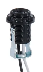 B&P Lamp E12 candelabra socket external threads, ring, hickey, and 12" leads