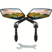 2pcs Bike Handlebar Mirrors For Bicycle Ebike Scooter Snowbike Adjuatable Wide Angle Rear View And 360° Rotatable Safety