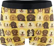 [FRODOTGV] Unique Dogs Face Yellow Mens Boxer Brief Shorts Athletic Underwear for Men Compression Interiores Para Hombres