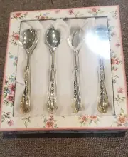 Set Of 6 Grace’s Teaware Floral Silverplated SPOONS NIB