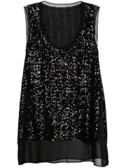 Comme des Garçons 2024 Sequin Vest Black Georgette Oversized Size S