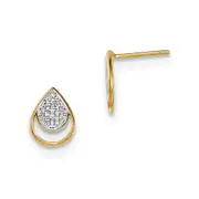 14k Yellow Gold Real Diamond Teardrop Post Earrings