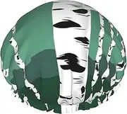 Birch Trees Print Shower Cap For Women Men Reusable Lightweight Soft Bath Hair Cap With Elastic Band