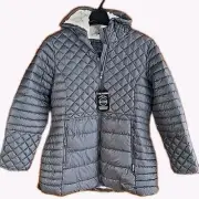 Steve Madden Womens Sherpa Lined Glacier Shield Quilted Coat Titanium NWT Large