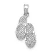 14K White Gold 3D Flip Flops Pendant