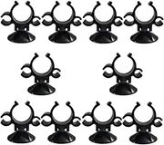10 PCS Aquarium Suction Cup Pipe Holder, Wanfoou Suction Cup Clips, Black Double Buckle Wire Clip for Fish Tank Oxygen and Water Pipes, Durable Suction Mount for Turtle Tank and Cable Management