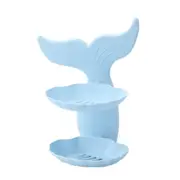 3Pcs New Hot Double Layers Soap Box Creative Fish Tail Punch-free Bathroom Soap Dish Sucker Holder Container Drain