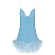 [Oséree] Oséree Lumière Plumage Mini Dress L BLUE