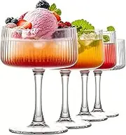 Martini Glasses, Crystal Coupe Glasses 8Oz Cocktail Glasses Set of 4, Large and Fancy Cocktail Glasses, Hand-Blown Champagne Coupe Glasses for Espresso Martini, Manhattan as Bar Glassware or Home Bar