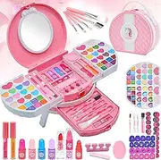 Kids Makeup Sets for Girls - Washable and Safe Kids Make Up, 66 PCS Girl Make Up Set with Dresser Vanity Case, Toys for 3+ Year Olds Girls, Christmas Birthday Gifts Toys for 4 5 6 7 8 9 Year Old Girl