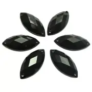 100 Black Flatback Horse Eye Sewing Acrylic Rhinestone Button 9X20mm Sew on bead