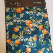 Nicole Miller Orange Tangerine Trees Flowers Jute Fringe 16" x 72" Table Runner