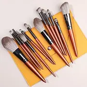 Makeup Brush Set 12 Pcs Premium Synthetic Foundation Powder Concealers Eye shadows Blush Makeup Brushes with Orange Storage Bag