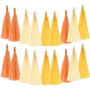 30Pcs Light Yellow,Cream,Orange Tassel Garland Banner with Rope