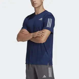 【adidas 愛迪達】Own The Run Tee 男 短袖 上衣 運動 慢跑 訓練 反光 吸濕 排汗 深藍(HM8445)