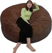 Giant Bean Sack Cover (No Filler) Fuzzy Fluffy Bean Bag Sack Chair Cover Memory Foam Bean Sack Cover Beanless Bag Chair Furniture Blanket Pillowcase Bed Sofa (Color : Brown, Size : 59Hx26D)