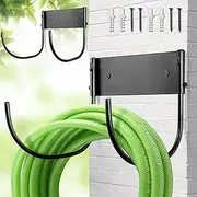 AJART Hose Holder Wall-Mount Outside: Heavy Duty Metal Outdoor Storage with Rustproof - Water Hose Hanger for Garden/Yard/Fence/Patio/House (2 Pieces)