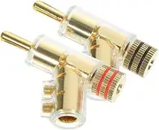 Angoily 2pcs Right Angle Banana Plug Speaker Wire Connectors Gold Plated Solderless Locking Terminals for Amplifier Receiver