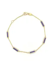Italian Gold 14K Amethyst Station Bar Bracelet