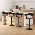 Elegant Black PU Leather Bar Stools Set of 4 with Gas Lift Armrest Comfort -BKX4