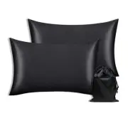 Satin Silk Pillowcases x2 Pack with Hidden Zipper/Envelope, Queen Size 20x30 ...