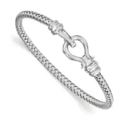 Sterling Silver Hook Rhodium-Plated Bangle