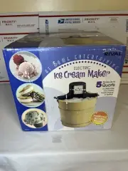 New Rival Electric Ice Cream/Yogurt Maker Freezer #8550 Wood Bucket 5 Qt.