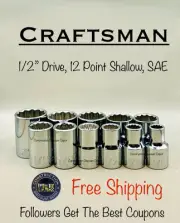 NEW Craftsman 11 Piece 1/2" Drive SAE 12 Point Chrome Ratchet wrench socket set