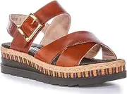 [Rieker] V7951-24 women's soft rich brown leather padded walking sandals