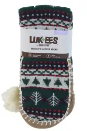 Lukees by Muk Luks Women's Slipper Socks Winter Holiday Theme L/XL Shoe 8-10