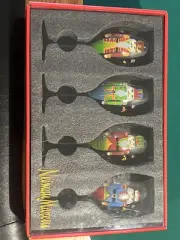 4 Neiman Marcus NUTCRACKER WINE Glasses Hand Painted 9" Tall Stemware NEW IN BOX
