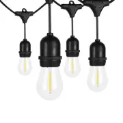 54 Ft S14 Outdoor String Lights 15 Edison Bulbs (+ 1 Spare) Waterproof Shatte...