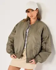 [Ava And Ever] Ava And Ever Women's Melrose Bomber Jacket in Gun Metal Olive Size 6 6 Gun Metal Olive
