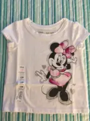 Disney Jumping Beans Girls Softest Tee Shirt - Sz 12M - White - New!