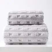 GGP Grey Thickened Coral Fleece Towel Set, Large Bath Towel & Face Towel Combo, Soft & Absorbent Towels For Home Use