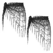 Belly Dance Hip Scarf Sequin Triangle Wrap Skirts(Black, Pack of 2)