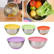 5pcs Mixing Bowls With Lids For Kitchen Stainless Steel Colorful Nesting Mixi