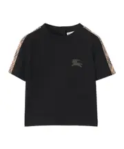 Burberry Kids Logo Printed Checked T-Shirt 18M,24M,12M Black