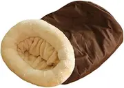 Perfk Pet Cat Bed Cat Bed Cave House Warm Cushion Cave Winter Nest Sleeping Bag for Puppy Cats Small Dogs, Coffee