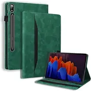 Nexue Case Compatible with Samsung Galaxy Tab S10 Ultra 2024/ S9 Ultra/ S8 Ultra 14.6 Inch,Shockproof Luxury Leather Folio Cover with Card Slots & Pencil Holder,Multi-Angle Stand Cover (Green)