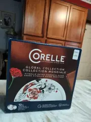 New Corelle Vitrelle Chelsea Rose 12-Piece Dinnerware Set NIB