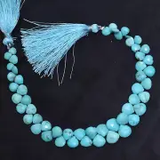 AAA + Natural Turquoise Gemstone 5mm-8mm Briolette Faceted Heart Beads 8" Strand