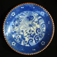 在飛比找Yahoo!奇摩拍賣優惠-老餐盤老碗盤日本青花古瓷盤水果盤糖果盤茶盤龍鳳盤日據時代台灣